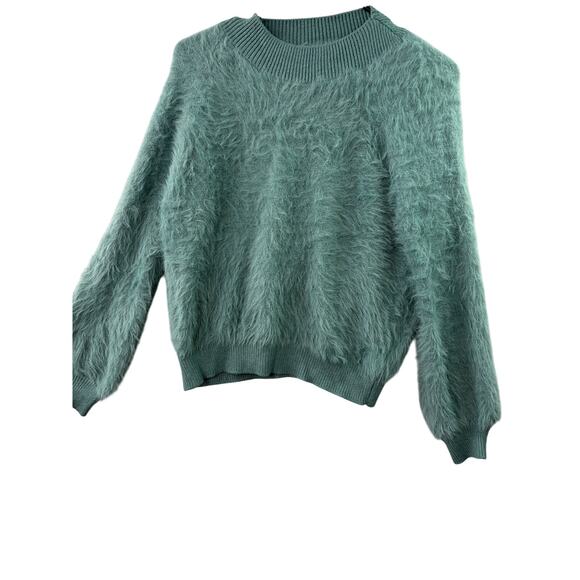 Urban Outfitters Sweaters - Urban Outfitters Sweet As A Peach Fuzzy Mock-Neck Sweater – Teal – Size S